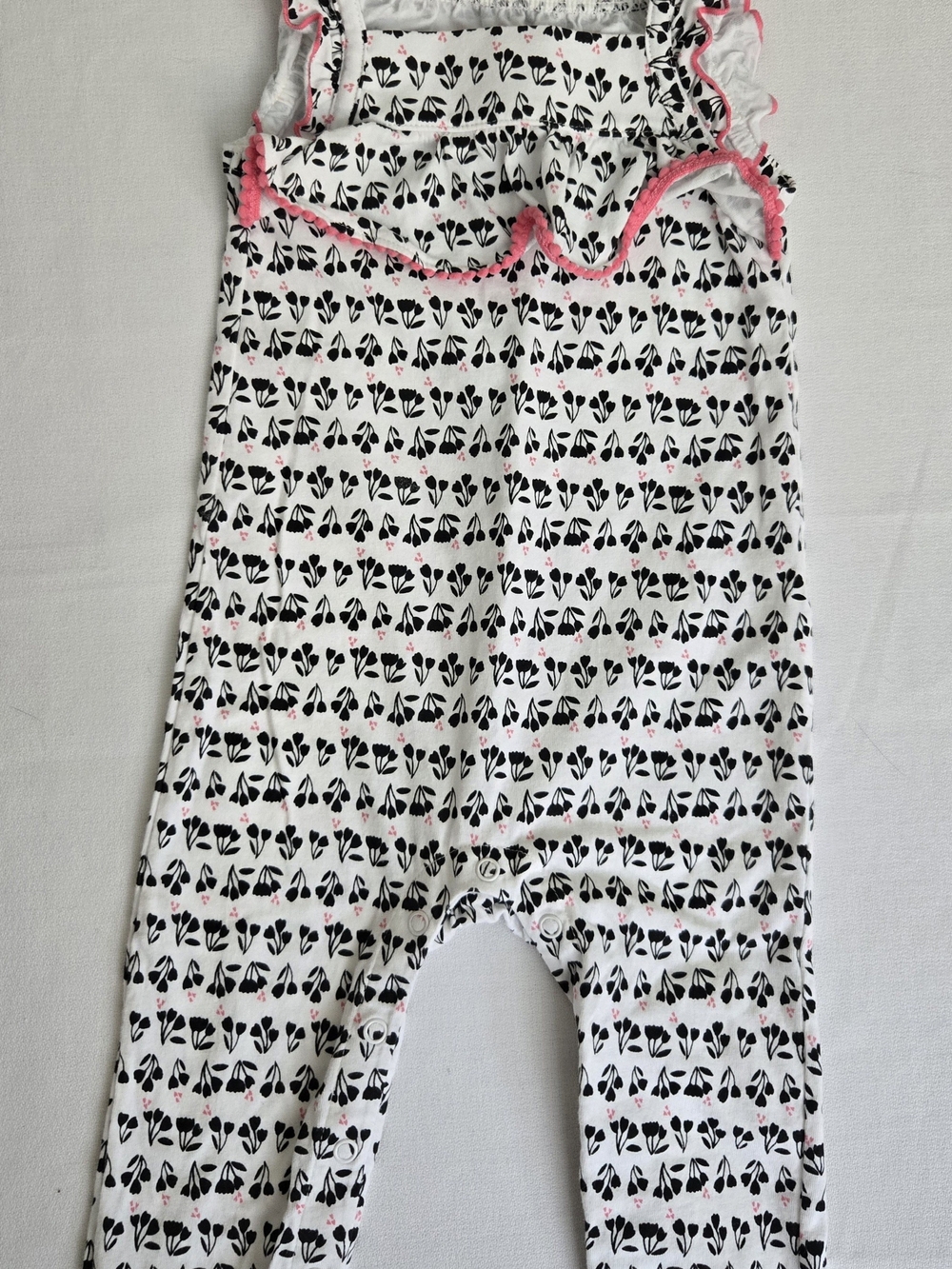 Carter's Child of Mine White Floral-Print One-Piece Bodysuit w/ Pink Trim Sz 12m